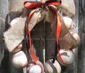 Burlap Baseball Love Wreath with Distressed Letter