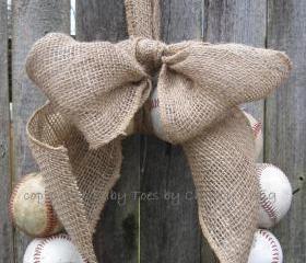 Burlap Baseball Love Wreath