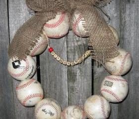 Burlap Baseball Love Wreath with letters